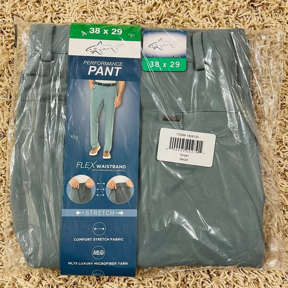 Greg Norman Men's Flex Waistband Performance Chino Pants Teal, Size 38x29 (New) - Picture 1 of 6